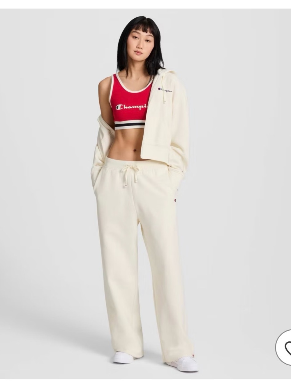 Champion Wide Leg Drawstring Sweatpants in Cream